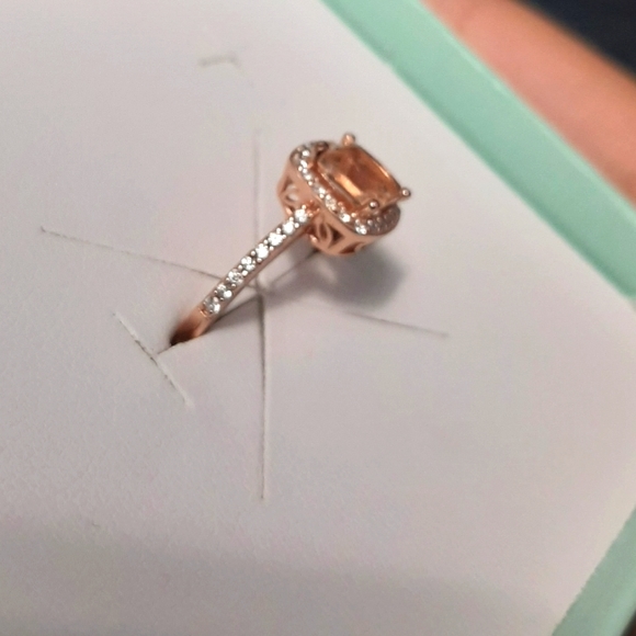 Morganite & Cubic Zirconia 14k Rose Gold Over Silver Ring - Size 6 - Picture 4 of 11